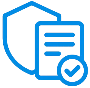 Cybersecurity Health Check Icon Shield with magnifying glass icon representing cybersecurity health check and audit.